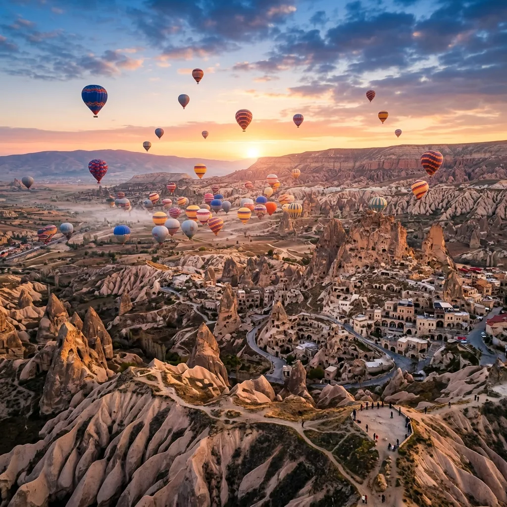 Cappadocia Turkey hot air balloons at sunrise